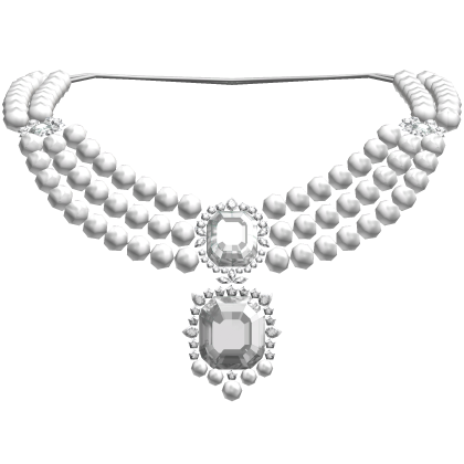 White Diamond Jeweled Elegant Pearl Necklace
