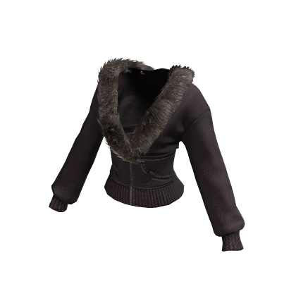 Vintage 2000s Fur Zip Up Jacket (Brown)