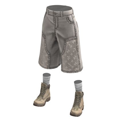 Designer Denim Jorts W/ Boots (White)