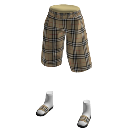 Designer Plaid Shorts w/ Designer Slides