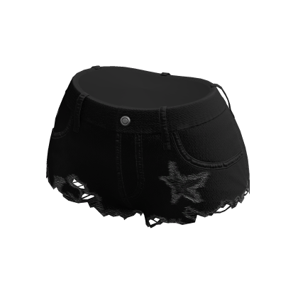Y2K Ripped Denim Shorts Black