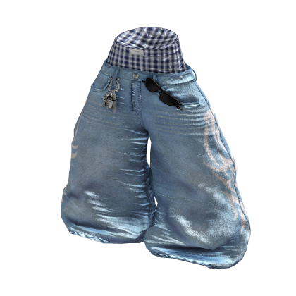  Y2K Light Blue Retro Stylish Saggy Boxer Jeans
