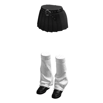 ℛ Mini Pleated Denim Skirt With Boots Black