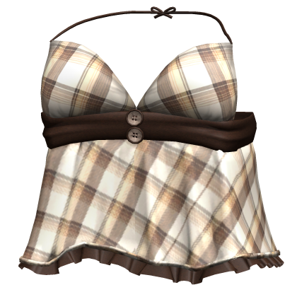 ☆ Brown Plaid Halter Top Tank