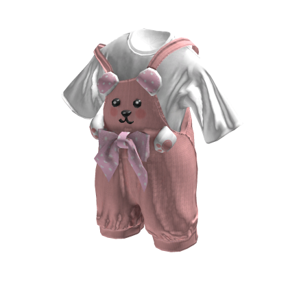 💜 Teddy Bear Overalls Chibi Style_Pink