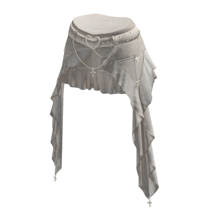 Skirt White Chic Layered Ruffle w/ Heart Chain
