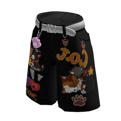 iBLOX - Y2K Black Denim Cute Miaw Shorts Pants