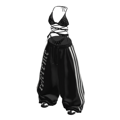 Black Bandana Y2K Wide baggy pants set