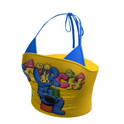 SCORCH Azure Contrast Yellow Halter Top Cute Girl