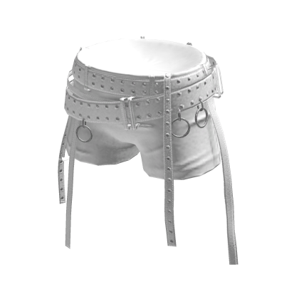 💜 Punk Gothic Buckle Hot Pants_ White