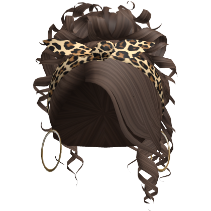 Cheetah Headband Curly Bun (Brown)