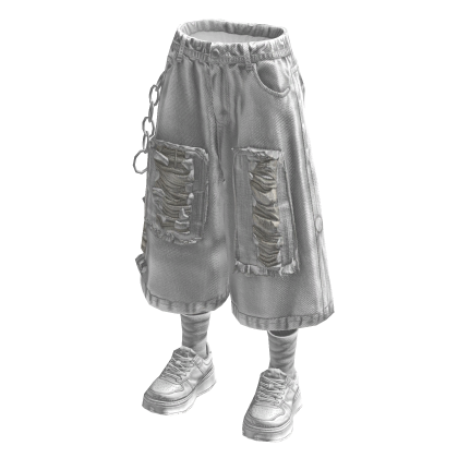 White Baggy Vintage Jorts /w Sneakers