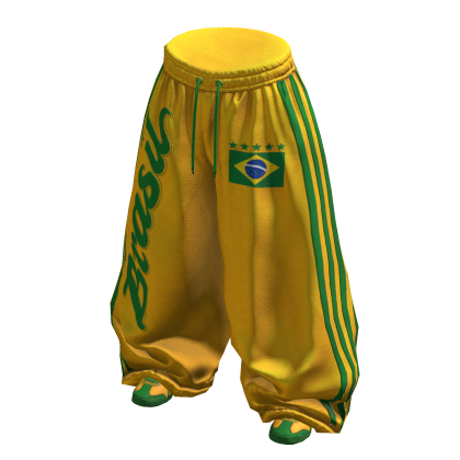Yellow Brasil football baggy track pants