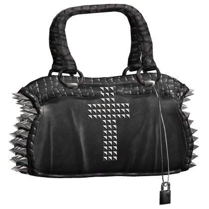 2000s Vintage Y2K Studded Cross Print Bag Black