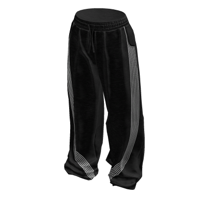 Baggy Sweatpants With Stripes (Black)