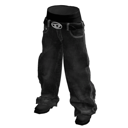 Black Distressed Designer Jeans w/ Boots