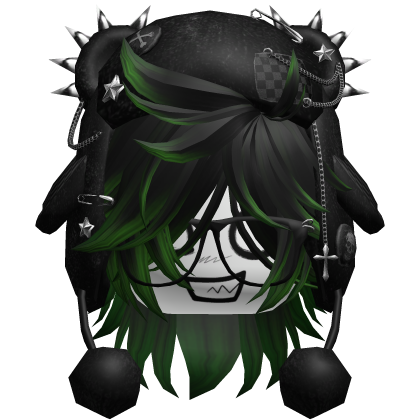 emo scene hair w spiked bear ushanka black/green