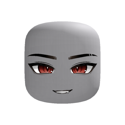 fanged smirk red anime boy face (recolorable)