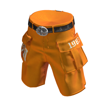 💜 Y2K Chrome Buckle Cargo Shorts_ Orange