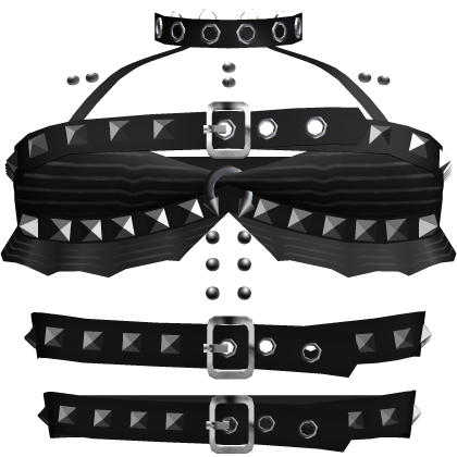 stripped emo black studded belt top w piercings 