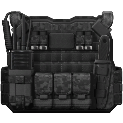 Realistic Tactical Ops Vest Black Camo Military