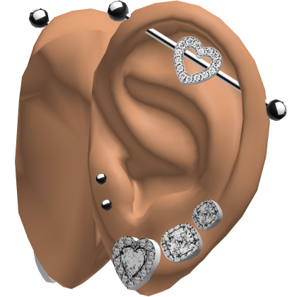 Ears w Diamond Heart Earrings Silver