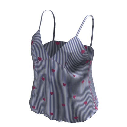 Blue Candy Heart Stripe Valentine Pajama Top Set