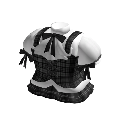 ♡ : black plaid school girl dress w bows 