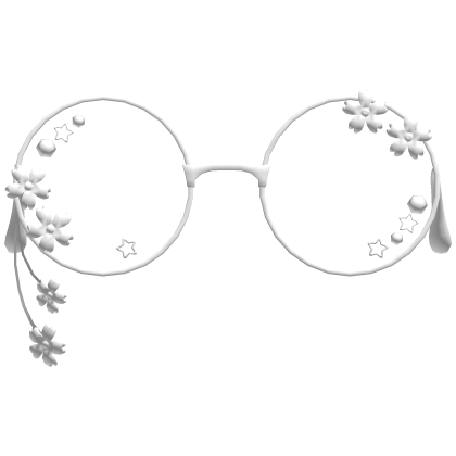 White Cute Shy Round Flower Glasses