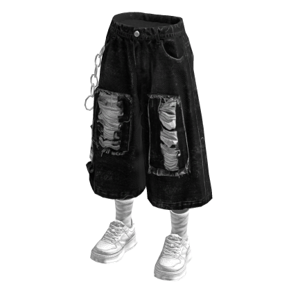 Black & White Baggy Vintage Jorts /w Sneakers