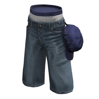 Blue Baggy Jorts w/ Navy Hanging Cap