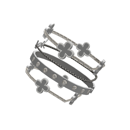 PBR Luxury Shiny Stacked Bracelet Silver White