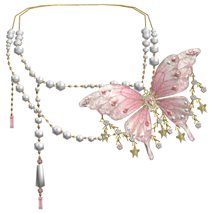 Kim's Pink Pearl Butterfly Necklace