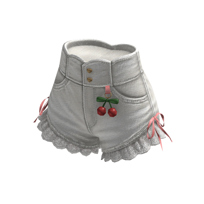 ✨M.Mie / Cherry Frill Shorts / White