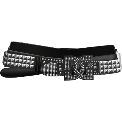 Y2K Studded DC Double Rhinestone Scene Belt Black
