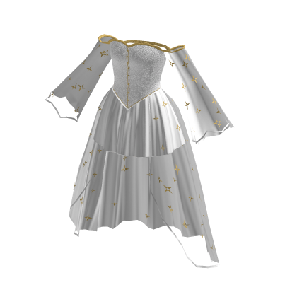 ♾️ White & gold Goth transparent high low dress