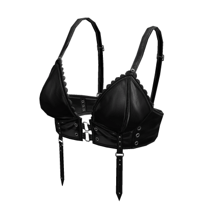 Leather Biker Bra Top Black