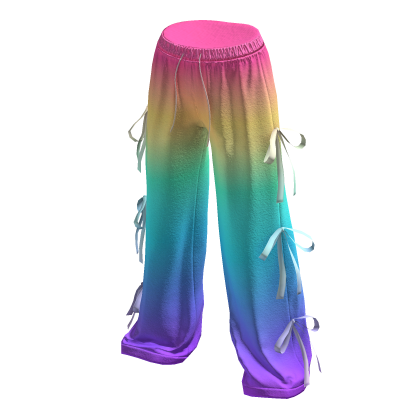 ✨ Coquette Silk Bow Rainbow Ribbon Pants