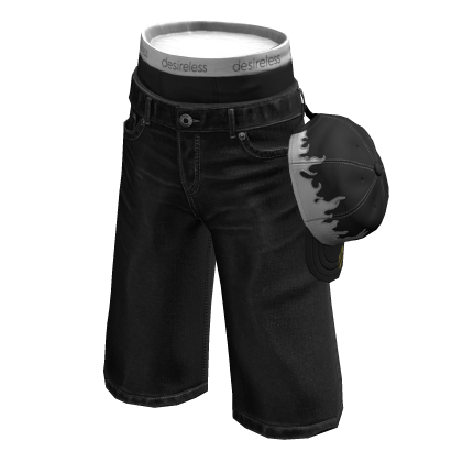 Black Baggy Jorts w/ Black Hanging Cap