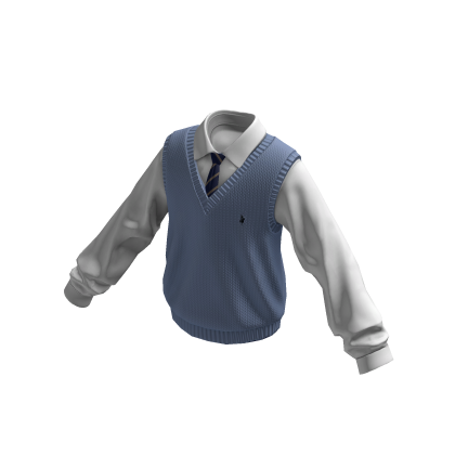 Cute Preppy Knit Shirt (Blue)