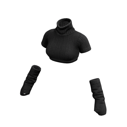 Black Knit Crop Top + Armwarmers