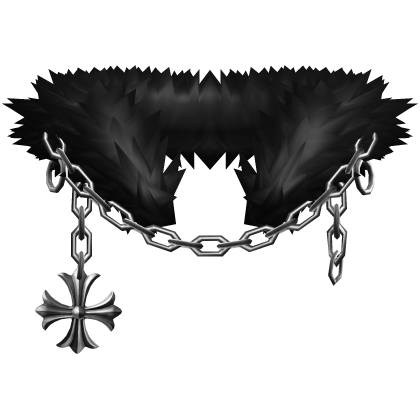 Dark Black Light Chained Heraldic Pendant Neck Fur
