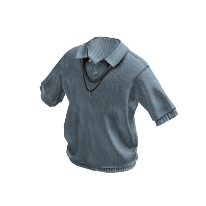 Buttoned Up Shirt W/ Chains (Blue)