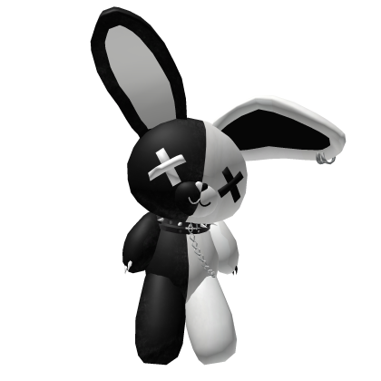 Huge Black and White Fluffy Bunny Plushie