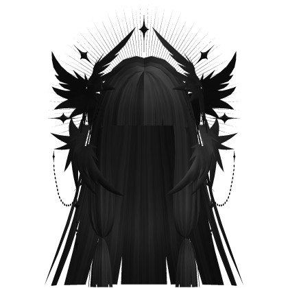 Angelic Anime Hair w/ Black Wings (Black)