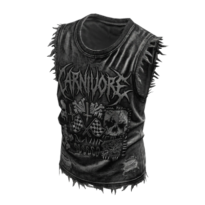 Blackmetal Goth Tank Top Ripped Torn Vest