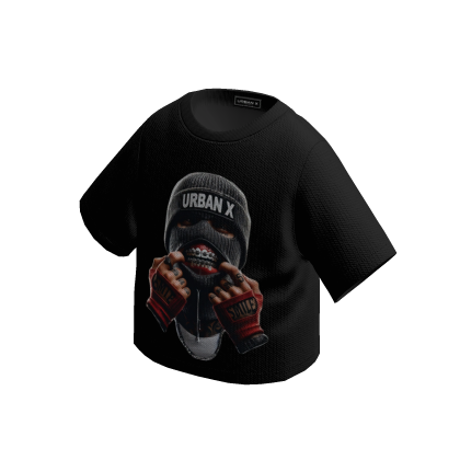 URBAN X Y2K Boxy Iced Out Grillz Balaclava Shirt 