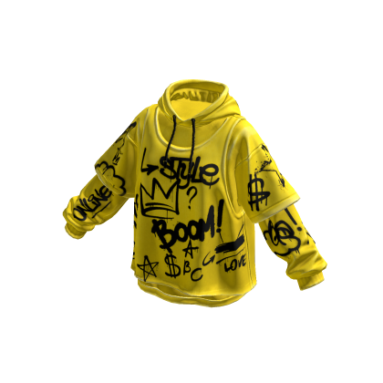 Kpop Layered Oversized Hoodie Graffity White