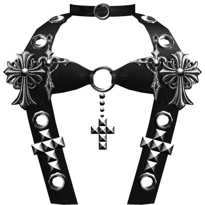 Gothic Emo Black Studded Cross Choker Top