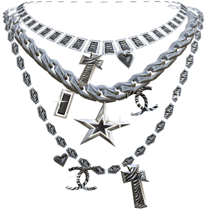 Layered Silver Y2K Zebra Necklace 2000s Mcbling
